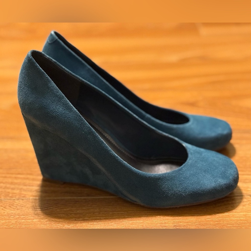 Nine West Blue Suede Wedges, Size 7